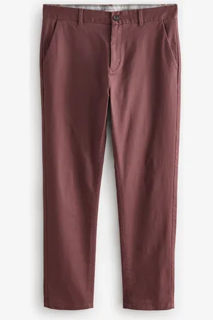 Next Burgundy Light Slim Fit Stretch Chinos Trousers