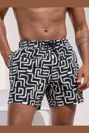 Next /White Printed Seersucker Swim Shorts