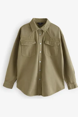 Next Khaki Green Oversize 100% Cotton Shirt