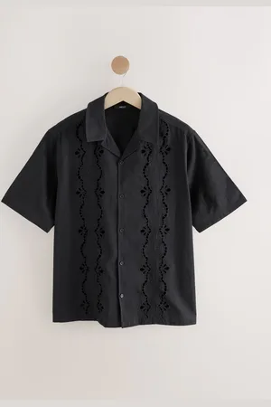 Next 100% Cotton Textured Broderie Short Sleeve Shirt