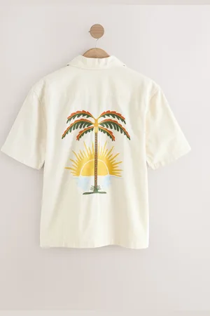 Next Palm Embroidered Short Sleeve 100% Cotton Shirt