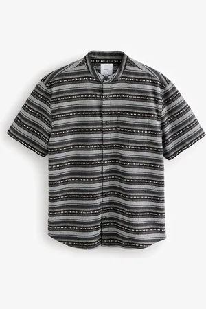Next Textured Stripe Short Sleeve Shirt