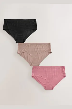 Next / Rose Pink / Praline Nude Short No VPL Stripe Knickers 3 Pack