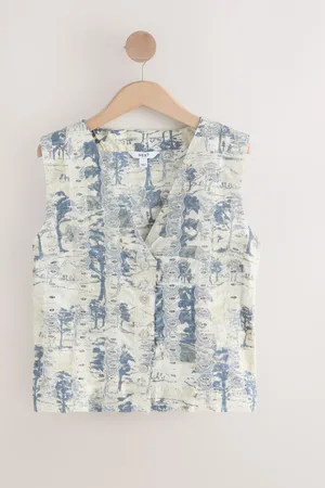 Next /Blue Scenic Print Broderie Waistcoat