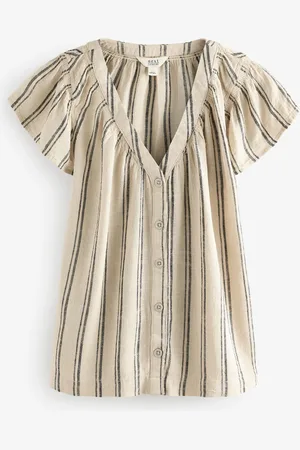 Next Stone and Stripe Button Down Ruffle Sleeve Top