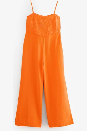 Next Orange Cornelli Wide Leg Jumpsuit With Linen