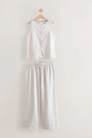 Next Stripe Button Through Vest Pyjamas