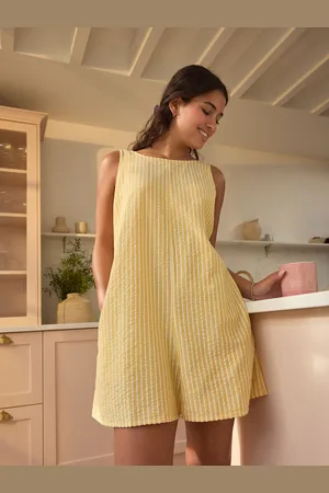 Next Yellow Textured Woven Playsuit