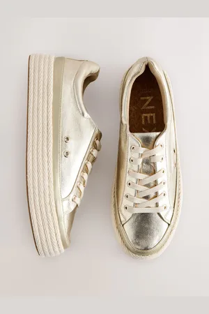 Next Forever Comfort Round Toe Espadrille Lace Up Trainers