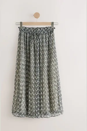 Next /White Geometric Printed Midi Skirt