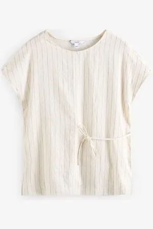 Next Ecru Pinstripe Woven Mix Tie Side Top