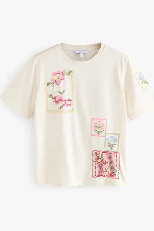 Next Ecru Cross Stitch Embroidered T-Shirt