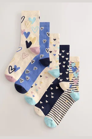 Next /Oatmeal Hearts Ankle Socks 5 Pack