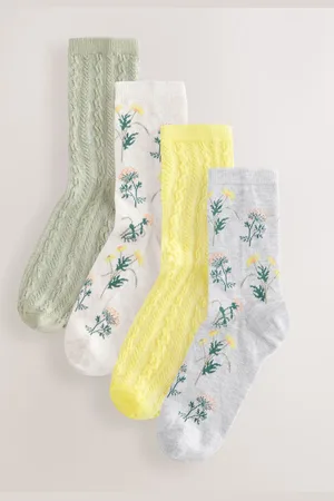 Next /Yellow Floral Ankle Socks 4 Pack