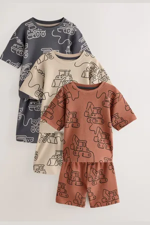 Next Green/ Linear Vehicle Short Pyjamas 3 Pack (9mths-10yrs)