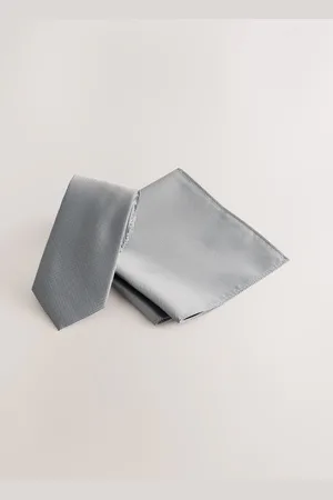 Next Slim Textured Tie And Pocket Square Set