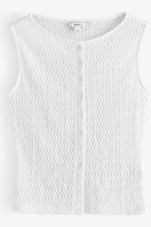 Next Ivory Textured Button Through Waistcoat