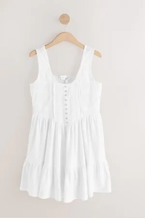 Next Embroidery Corset Waist Mini 100% Cotton Dress