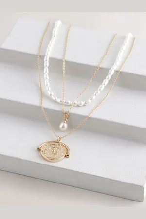 Next Tone Pearl Effect 3 Layer Necklace