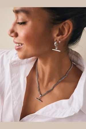 Next Tone Stainless Steel T-Bar Necklace