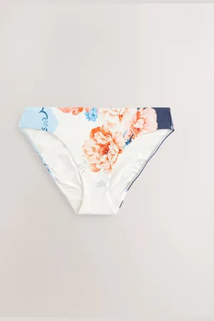 Next /Cream/Coral Floral High Leg Print Bikini Bottoms
