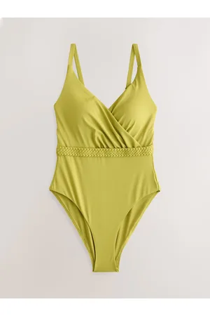 Next Lime Plaited Belt Tummy Control Plunge Wrap Swimsuit