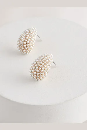 Next Pearl Effect Bridal Teardrop Stud Earrings