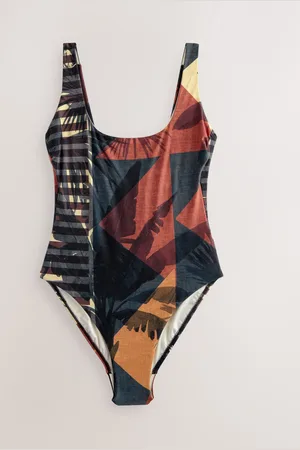 Next /Rust Red Palm Tummy Control Scoop Swimsuit