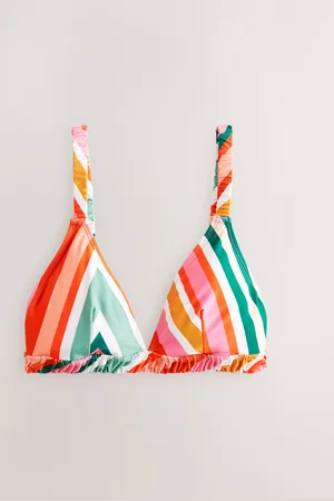 Next Bright Multicolour Stripe Ruched Strap Triangle Bikini Top