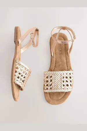 Next Rose Gold Leather Standard/Wide Fit Forever Comfort Woven Flat Sandals