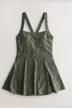 Next Khaki Green/ Tummy Control Skirted Swimdress