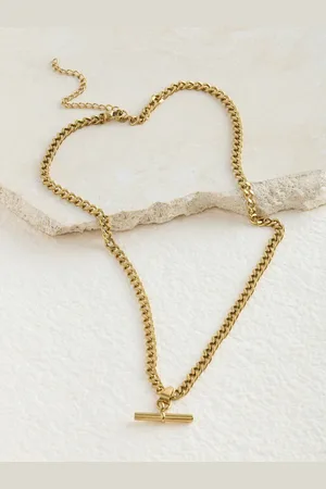 Next Tone Stainless Steel T-Bar Necklace