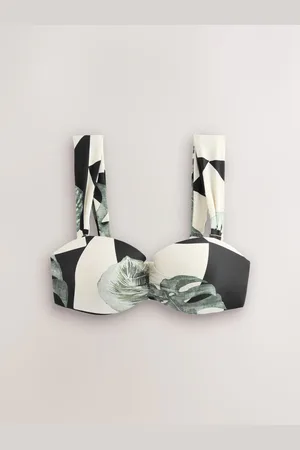 Next /Ecru Leaf Wired Bandeau Bikini Top