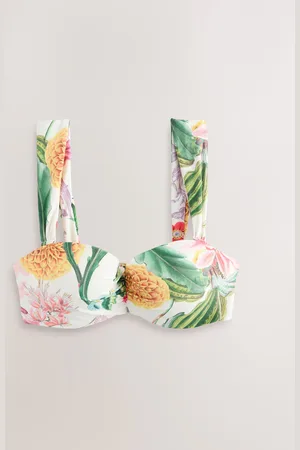 Next Kew Collection Ecru Floral Wired Bandeau Bikini Top