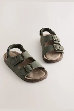 Next Khaki Standard Fit (F) Double Buckle Cushioned Footbed Sandals