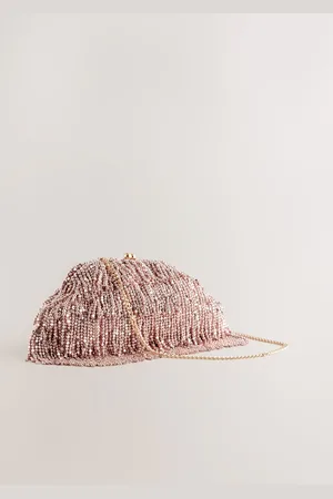 Next Fringe Beaded Clutch Bag