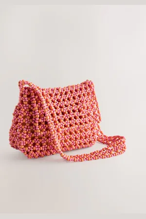 Next Orange 100% Cotton Beaded Shoulder Bag