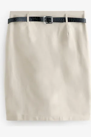 Next Camel Pencil Knee Length Belted Skirt
