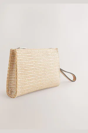 Next Raffia Structured Clutch Bag