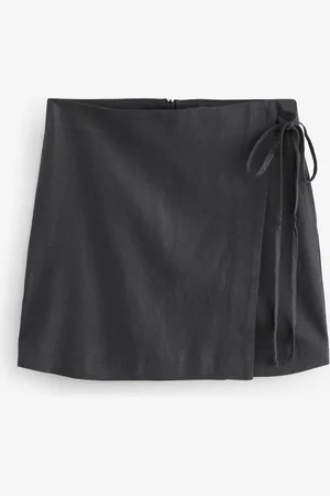 Next Linen Rich Wrap Mini Skirt