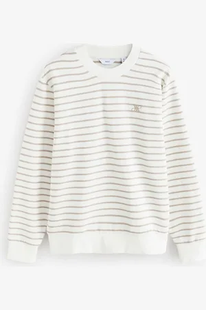 Next Ecru Striped Crew Textured Sweatshirt