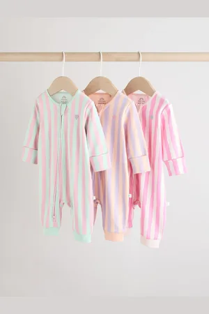 Next Multi 3 Pack Two Way Zip Baby Footless 100% Cotton Sleepsuits (0mths-3yrs)