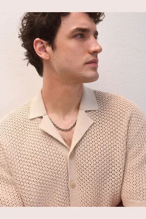 Next Relaxed Fit 100% Cotton Crochet Knitted Shirt with Cuban Collar