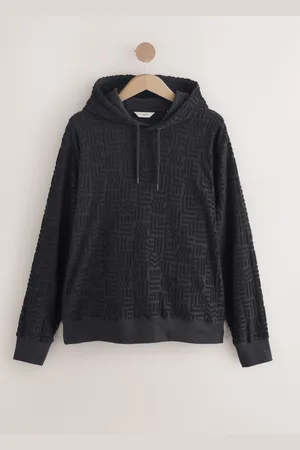 Next Blue 100% Cotton Textured Overhead Hoodie
