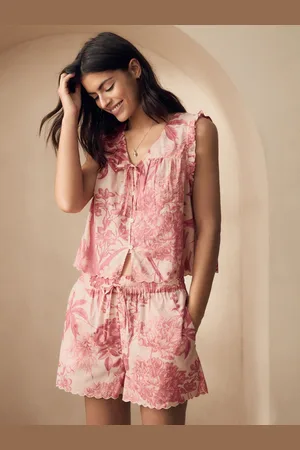 Next Floral Kew Collection 100% Cotton Tie Front Short Set Pyjamas