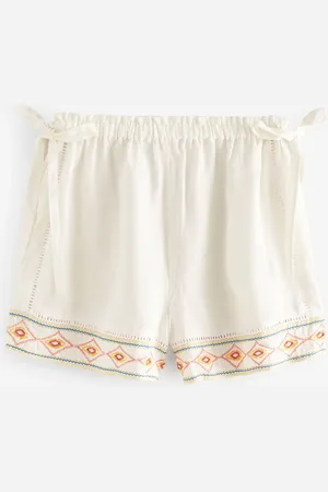 Next Multi Embroidered Beach Shorts With Linen