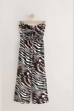 Next /Animal Halter Neck Wide Leg 100% Cotton Jumpsuit