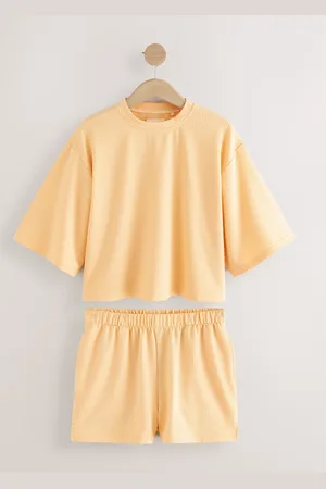 Next Yellow Textured Short Set Pyjamas