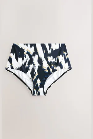 Next Teal /Gold Foil Ikat High Waist Bikini Bottoms