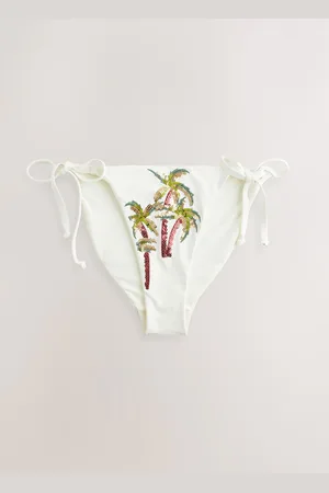 Next Palm Sequin Tie Side Bikini Bottoms